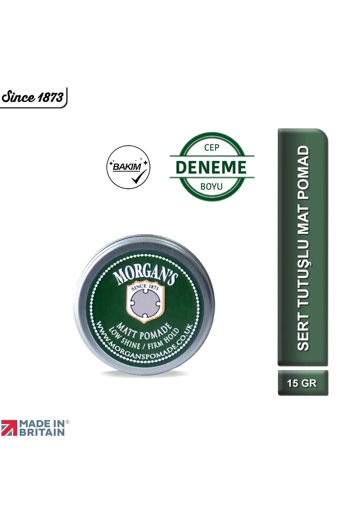 Morgan's Low Shine Matt Pomade - Sert Tutuş, Mat Pomad 15 ml (GREEN LABEL) - (DENEME CEP BOY)