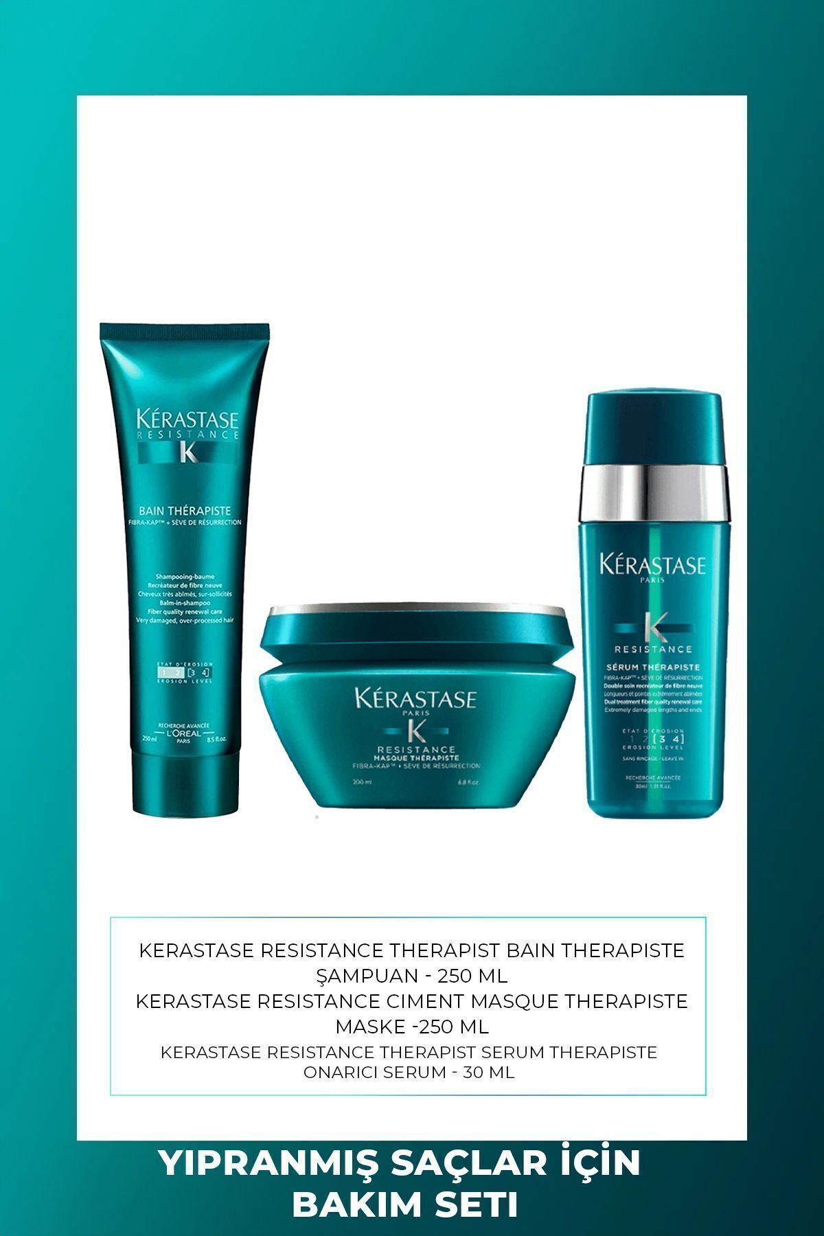 Kérastase Resistance Therapiste Aşırı Yıpranmış Saçlar İçin Şampuan 250ML+MASKE 200ML+SERUM 30ML