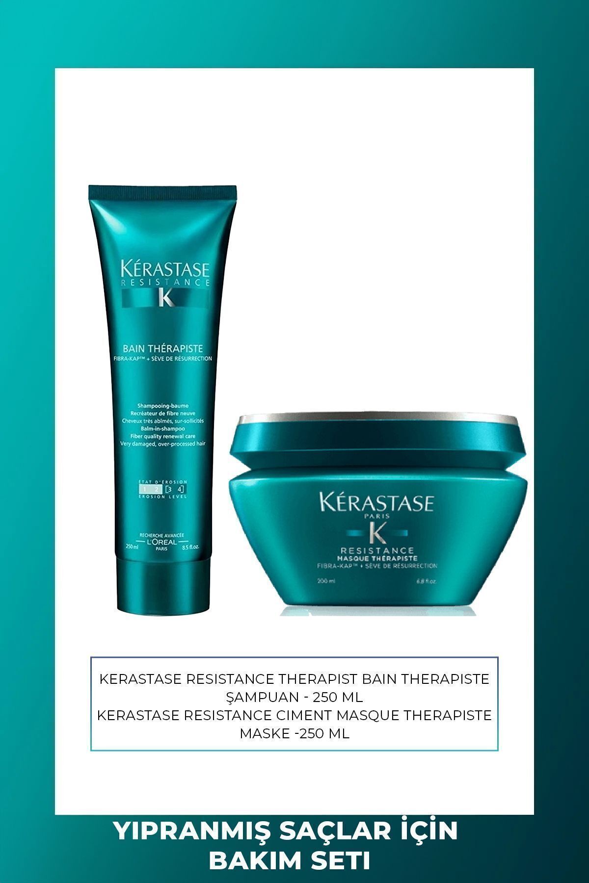 Kérastase Resistance Bain Therapiste Çok Yıpranmış Saçlar İçin Şampuan 250 ml & Onarıcı Maske 200 ml