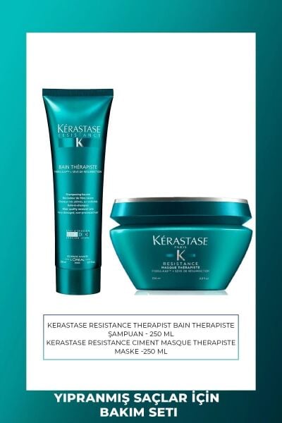 Kérastase Resistance Bain Therapiste Çok Yıpranmış Saçlar İçin Şampuan 250 ml & Onarıcı Maske 200 ml