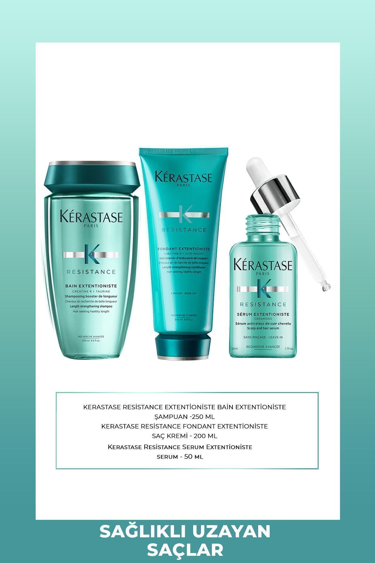 Kérastase Resistance Onarıcı Saç Kremi 200 ml & Şampuan 250 ml & Serum 50 ml