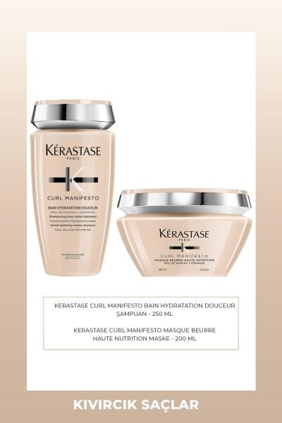 Kérastase Curl Manifesto Şampuan 250 ml & Kıvırcık Saçlar İçin Maske 200 ml