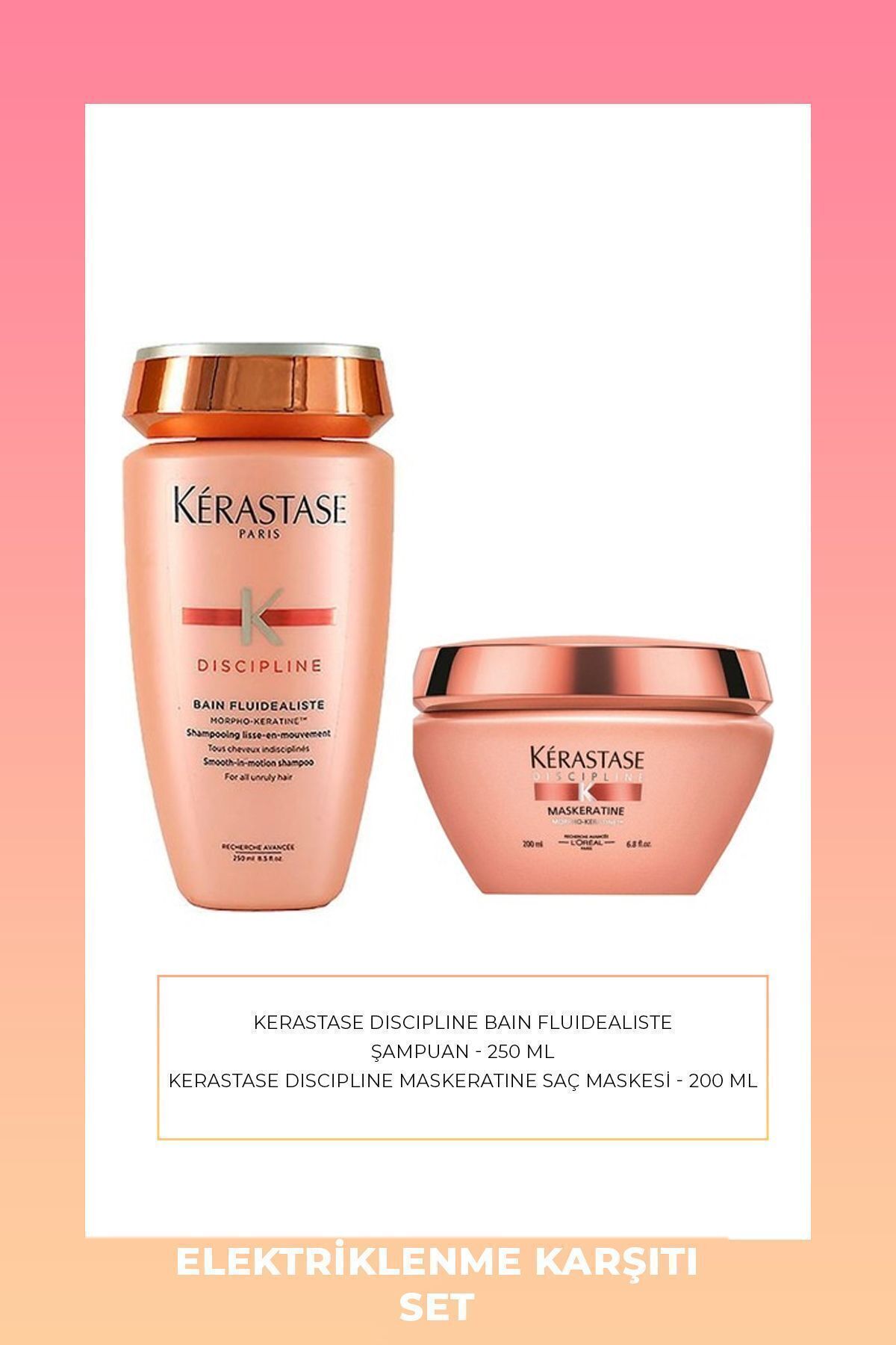 Kérastase Discipline Maskeratine Saç Maskesi 200 ml & Elektriklenme Karşıtı Şampuan 250 ml