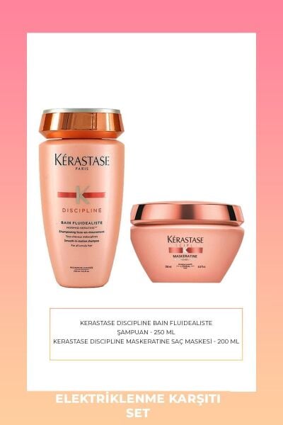 Kérastase Discipline Maskeratine Saç Maskesi 200 ml & Elektriklenme Karşıtı Şampuan 250 ml