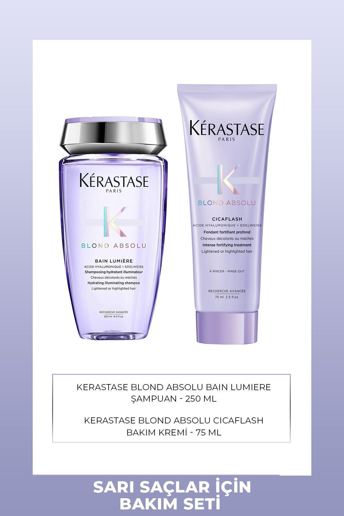 Kérastase Blond Absolu Bain Lumiere 250 ml & Sarı Saçlar İçin Parlaklık Veren Saç Bakım Kremi 75 ml