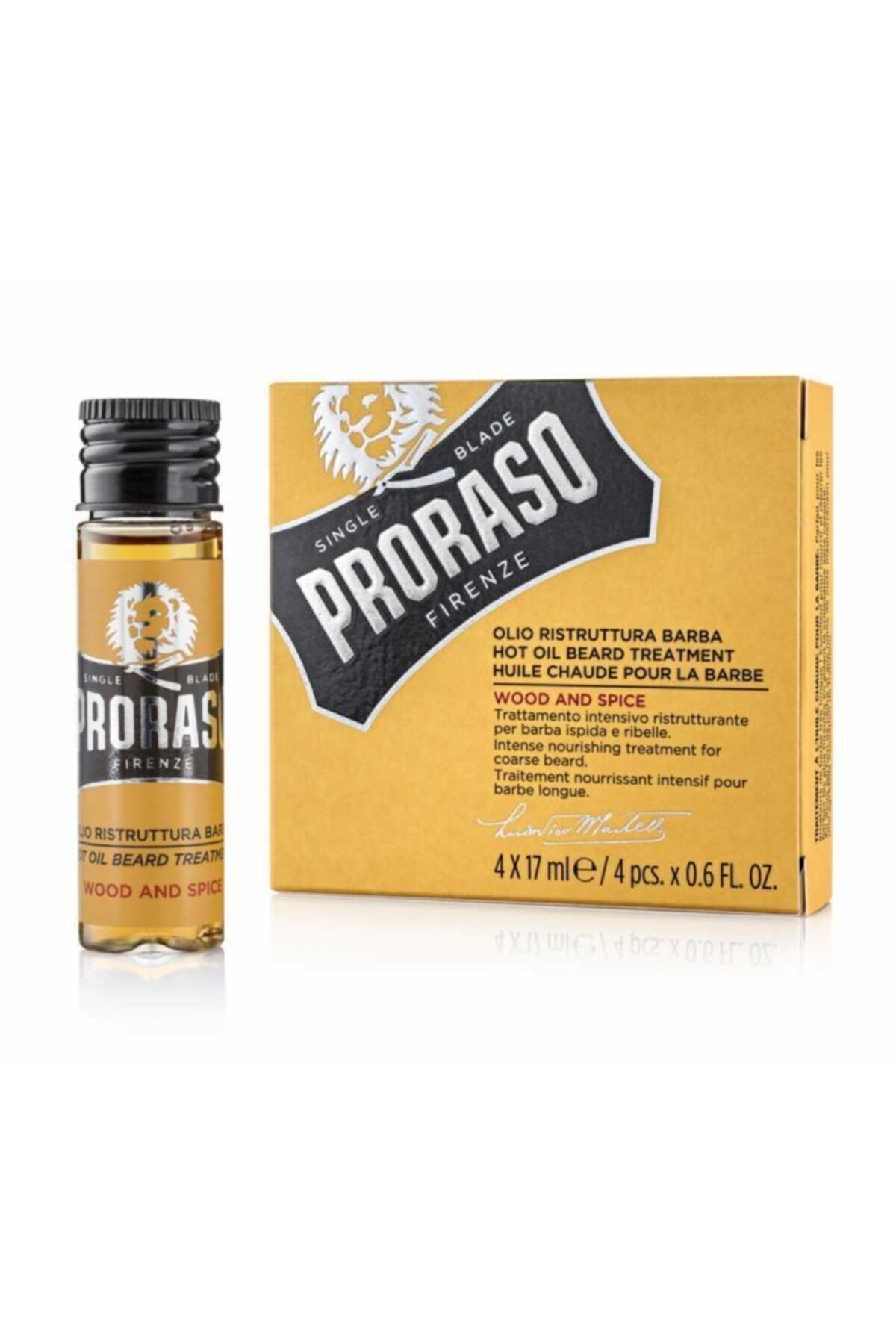 Proraso Sakal Bakım Yağı, Sıcak Uygulama, Wood & Spice, 4x17ml
