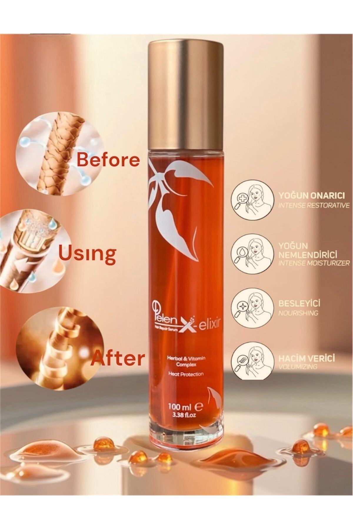 X-elixir Hair Repair Serum - Onaran ve Parlaklık Veren Saç Bakım Serumu (Özel Cam Şişe)