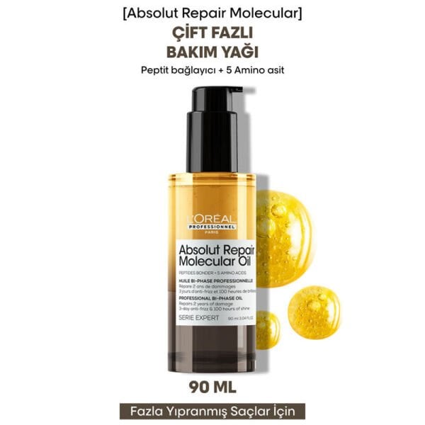 Loreal Professionnel LOreal Professionnel Absolut Repair Molecular Çift Fazlı Profesyonel Bakım Yağı 90 ml
