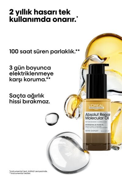 Absolut Repair Molecular Çift Fazlı Profesyonel Saç Bakım Yağı 30 ml
