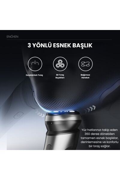 Blackstone Max Siyah Çift Yönlü Kavisli Bıçaklı Şarjlı Islak-Kuru Tıraş Makinesi