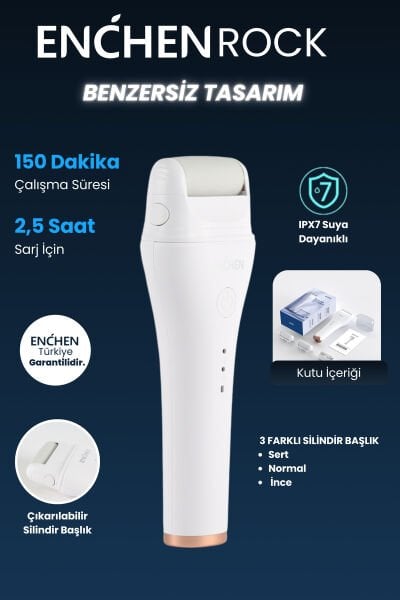 Rock 2 Kademeli 3 Silindir Başlıklı Suya Dayanıklı Şarjlı Nasır Törpü Ayak Bakım Cihazı