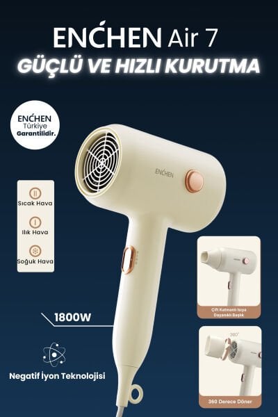 Air 7 1800 Watt Negatif İyonik Teknoloji 3 Sıcaklık Modlu Saç Kurutma Makinesi