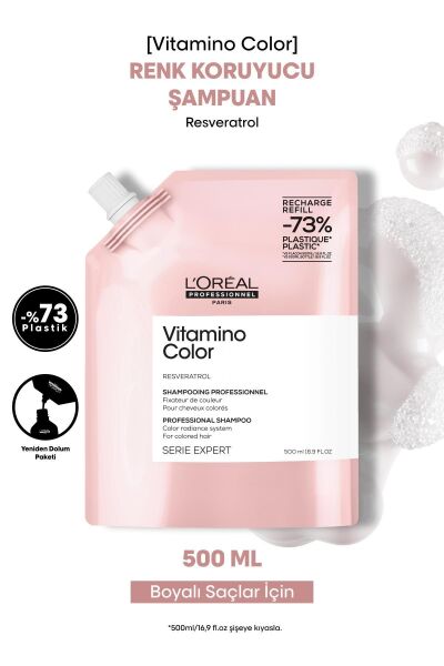 L'oreal Professionnel Vitamino Color Boyalı Saçlar için Renk Koruyucu Refill Şampuan 500ml